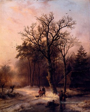 Forêt en hiver Paysage hollandais Barend Cornelis Koekkoek Peinture à l'huile